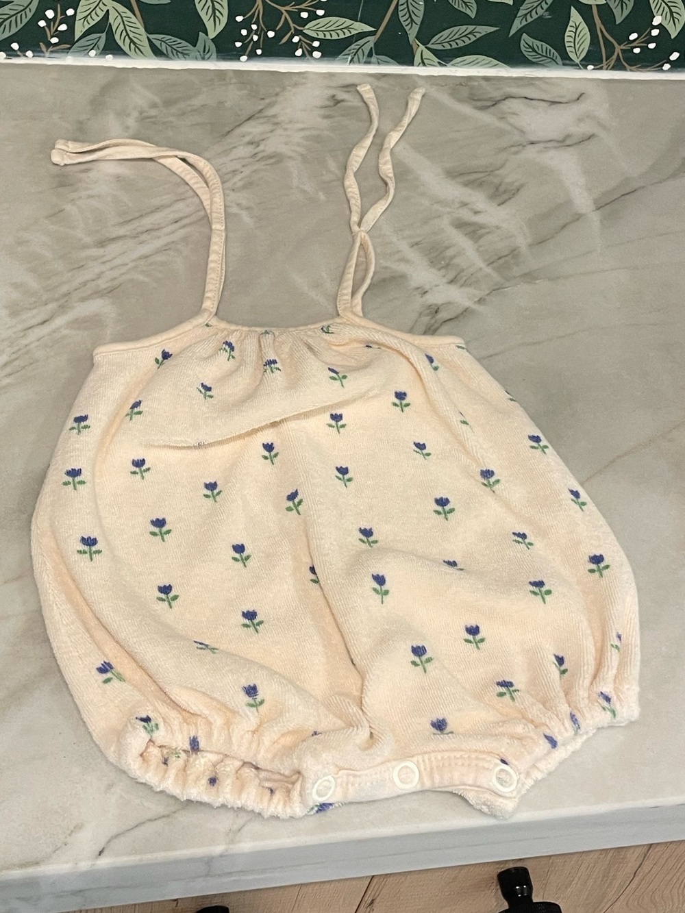 Emily & Ida Cream Floral Baby Bubble Romper